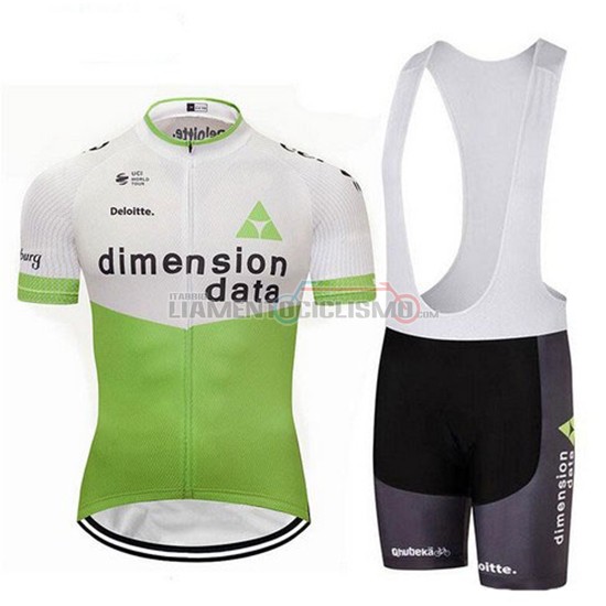 Abbigliamento Ciclismo Dimension Data Manica Corta 2018 Bianco e Verde